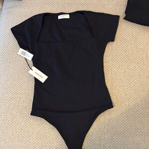 Babaton Black Square-Neck tshirt Bodysuit size small Never worn